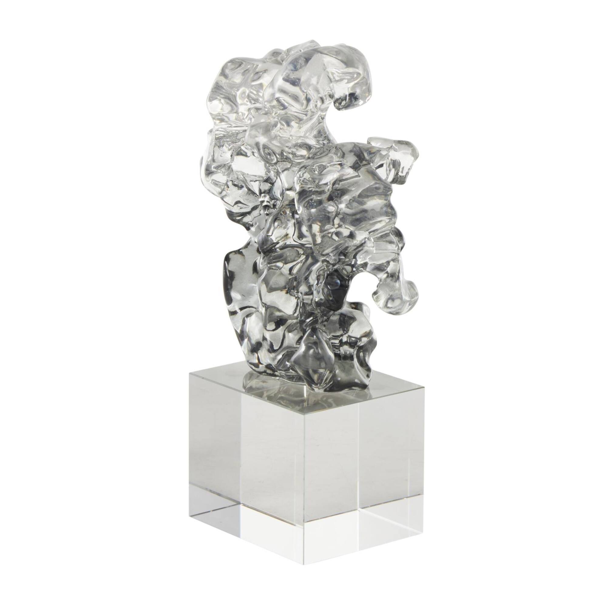 10" Clear Freeform Glass Sculpture